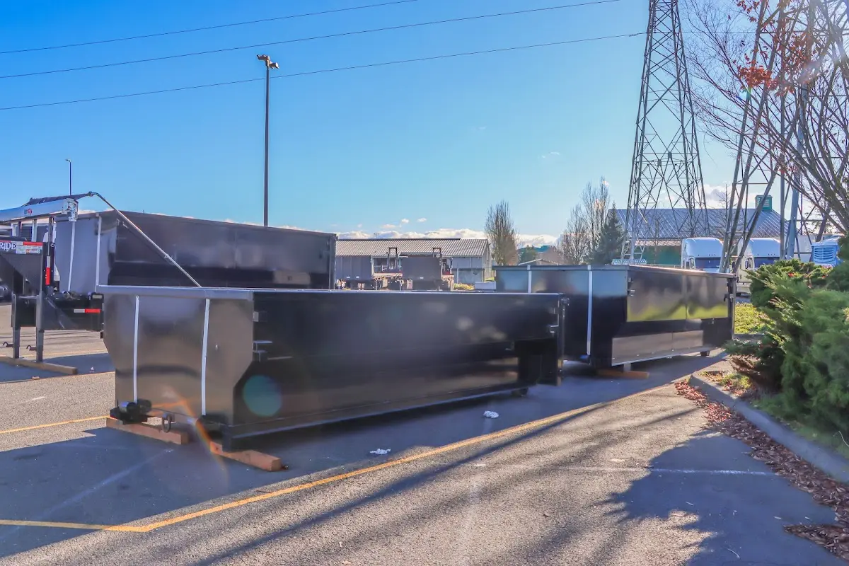 Roll-off dumpster ready for waste disposal at job site for 8 Yard Dumpster Rental in Harper Woods